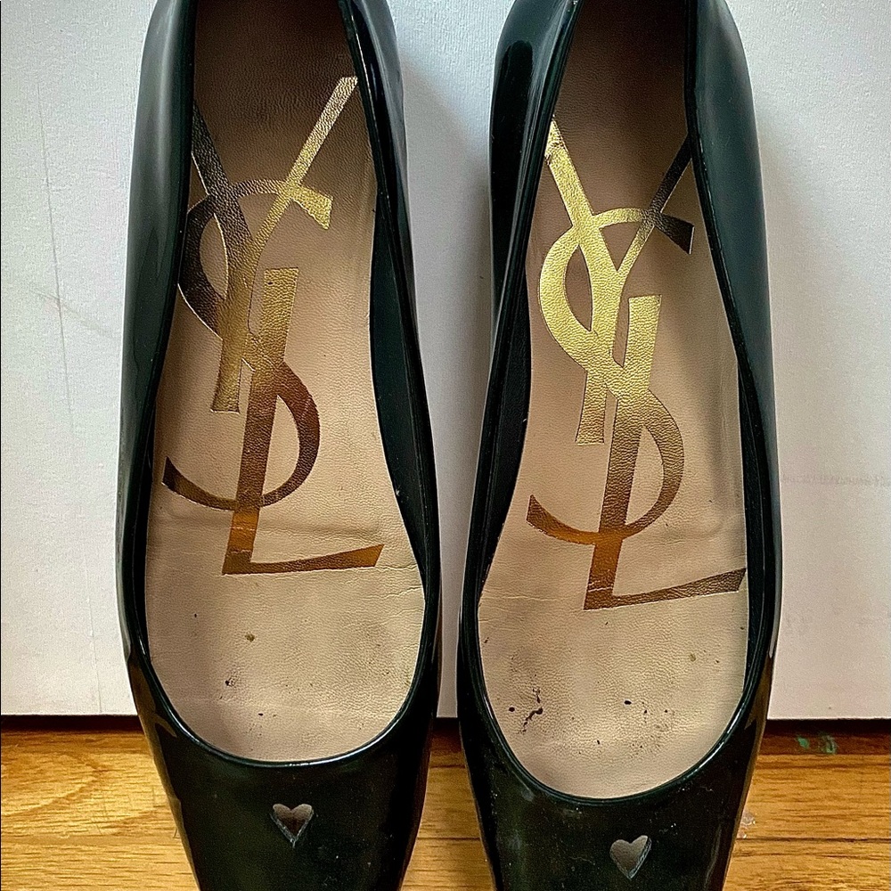 Ysl heart ballet flats forest green